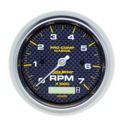 AutoMeter - AutoMeter 200890-40 Marine Tachometer w/Hour Meter Carbon Fiber 0-7000RPM 3-3/8" - Image 1