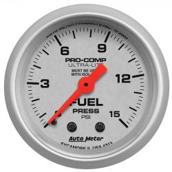 AutoMeter - AutoMeter 4313 Ultra-Lite Mech Fuel Pressure w/Isolator Gauge 0-15 PSI 2-1/16" - Image 1