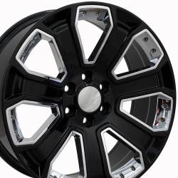 OE Wheels LLC - OE Wheels CV93B 22x9 6x5.5 24mm Gloss Black/Chrome CV93B-22090-6550-24B-ic - Image 1