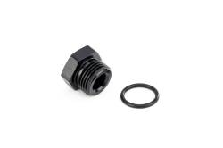 HPS Performance - HPS AN814-8 Hex Head Straight Thread Plug -8AN Port Thread w/O-Ring Black - Image 1