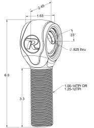 Ridetech - Ridetech 90002898 9/16" I.D. & 2-5/8" Width R-Joint XL 1"-14 RH w/Spacers - Image 2
