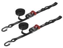 PRP - PRP 11801-2 1"x15' Ratchet Tie Down w/Snap 'S' Hooks & Soft Tie PAIR Black - Image 1