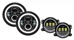 Quake LED - Quake LED QTE968 7" Headlights & Fog Lights w/DRL Halo & Turn Signals - Image 1
