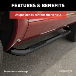 ARIES - ARIES 214009 3" Round Black Stainless Side Bars 99-18 Silverado/Sierra Ext Cab - Image 3