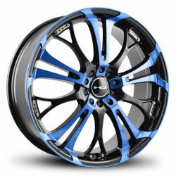 HD Wheels - HD Wheels SO18752342BK-BL Spinout 18x7.5 5x4.5/112 42mm Gloss Blue/Black - Image 1