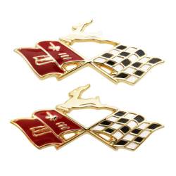 Trim Parts - Trim Parts 2089 1960 Impala Rear Quarter Gold X-Flag w/Impala PAIR - Image 1