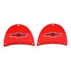 Trim Parts - Trim Parts A1479C 57 Full-Size Chevrolet Red Tail Light Lens w/Chrome Bowtie PR - Image 1