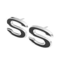 Trim Parts - Trim Parts 4621 1969 Full-Size Chevrolet Front Fender Emblem "SS" Black PAIR - Image 2