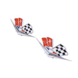 Trim Parts - Trim Parts 5218A 1963 Late-66 Corvette Front Fender X-Flag Emblem Special PAIR - Image 2