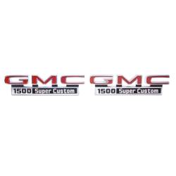 Trim Parts - Trim Parts 9823 71-72 GMC Truck Front Fender Emblem "GMC 1500 Super Custom" PAIR - Image 1