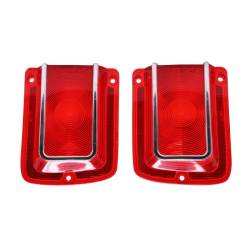 Trim Parts - Trim Parts A4205 1965 Chevelle Red Tail Light Lens w/Chrome Trim PAIR - Image 1