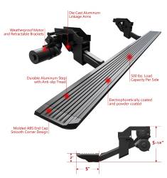 APS - APS PB03WAG1B W-Series Power Running Boards Black for Silverado/Sierra Crew - Image 4