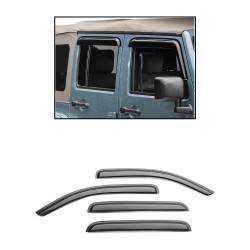 Black Horse Off Road - Black Horse 14-94249 Smoke Rain Guard/Deflectors for 07-18 Jeep Wrangler JK 4Pc - Image 1