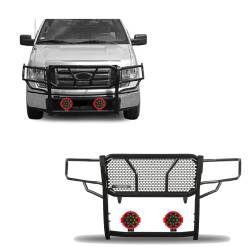 Black Horse Off Road - Black Horse RU-FOF109-B-PLR Rugged-HD Grille Guard w/7" LED for 09-14 Ford F150 - Image 1
