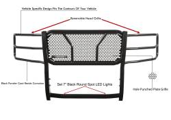 Black Horse Off Road - Black Horse RU-GMSI15-B-PLB HD Grille Guard w/7.0" LED's for Sierra 2500HD/3500 - Image 2