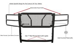 Black Horse Off Road - Black Horse RU-GMSI15-B-PLR Black HD Guard w/RED LED's for Sierra 2500HD/3500 - Image 2