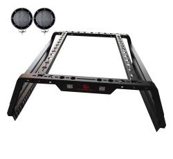 Black Horse Off Road - Black Horse TR01B-PLFB 5.3" Blk LED 800lbs Capacity Overland Bed Rack - Image 1