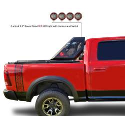 Black Horse Off Road - Black Horse VIRB02B-PLFR Vigor Roll Bar W5.3" RED LED Silverado/Sierra/Tundra - Image 2