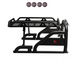Black Horse Off Road - Black Horse WRB-001BK-PLFR Warrior Roll Bar w/5.3" RED LED for RAM F150 GM - Image 1