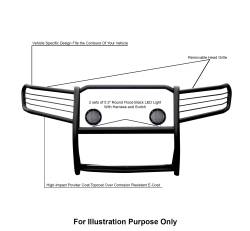 Black Horse Off Road - Black Horse 17A080200MA-PLFB Black Grille Guard w/LED for 05-10 Jeep G. Cherokee - Image 2