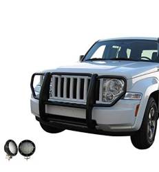 Black Horse Off Road - Black Horse 17A086400A-PLFB Black Grille Guard w/LED for 08-12 Jeep Liberty - Image 2