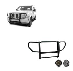 Black Horse Off Road - Black Horse 17A086400A-PLB Black Grille Guard w/LED for 08-12 Jeep Liberty - Image 1