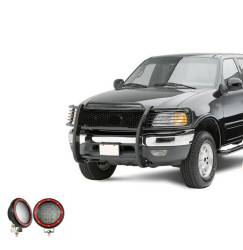 Black Horse Off Road - Black Horse 17FP27MA-PLFR Black Grille Guard w/LED for Ford Expedition/F150/250 - Image 1