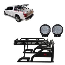 Black Horse Off Road - Black Horse WRB-001BK-PL69B Black Warrior Roll Bar w/LED's for RAM F150 GM - Image 1