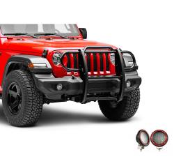 Black Horse Off Road - Black Horse 17JPJLMA-PLFR Black Grille Guard w/LED for Jeep Gladiator & Wrangler - Image 2