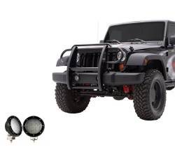 Black Horse Off Road - Black Horse 17JPWRMA-PLFB Black Grille Guard w/LED for 07-17 Jeep Wrangler - Image 2