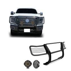 Black Horse Off Road - Black Horse 17NR28MA-PLB Black Grille Guard w/LED for 16-24 Nissan Titan XD - Image 1
