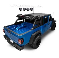 Black Horse Off Road - Black Horse ATRB9BK-PLFB Atlas Roll Bar Kit 5.3" LED's for 20-25 Jeep Gladiator - Image 1