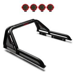 Black Horse Off Road - Black Horse GLRB-03B-PLR Gladiator Roll Bar Kit w/2x 7" Red LED Lights Colorado - Image 1