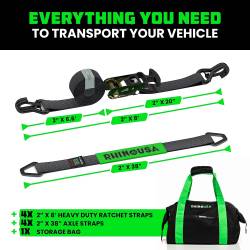 Rhino USA - Rhino USA 2IN-HDKIT-GRN Heavy Duty Vehicle Tie-Down Kit Green - Image 2