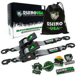 Rhino USA - Rhino USA TD-RSRE2X10-GRY Retractable Ratchet Straps 2pk 2"x10' Gray - Image 1