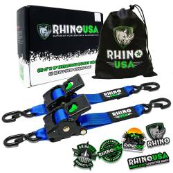 Rhino USA - Rhino USA TD-RSRE2X10-BLU Retractable Ratchet Straps 2pk 2"x10' Blue - Image 1