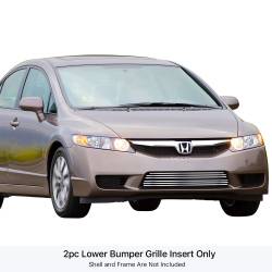 APS - APS Stainless Billet Bumper Grille Brushed 09-11 Honda Civic Sedan GR08FFG68C - Image 1