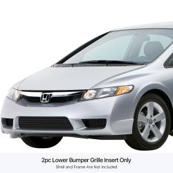 APS - APS Stainless Billet Bumper Grille Black 09-11 Honda Civic Sedan GR08FFG68J - Image 1
