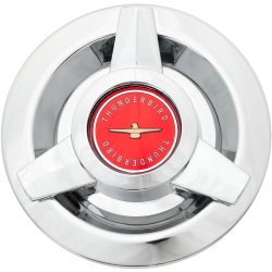 Wheel Vintiques - Wheel Vintiques 1038-REDR 6" T-Bird 3-Bar Red Chrome Cap - Image 1