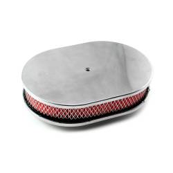 Speedmaster - Speedmaster PCE104.1018 12" x 2" Oval Plain Pol Alu. Air Cleaner Kit Red Filter - Image 1