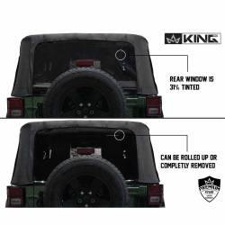 King 4WD - King 4wd 14010335 Soft Top Tinted Windows for 07-09 Jeep Wrangler JK 2DR Black - Image 7