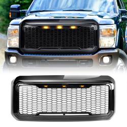 AMERICAN MODIFIED - AMERICAN MODIFIED AMFMFA00125 Raptor Style Mesh Grille w/Amber Lights - Image 1