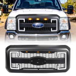 AMERICAN MODIFIED - AMERICAN MODIFIED AMFMFA00130 Raptor Style Mesh Grille w/Amber Lights 11-16 SD - Image 1
