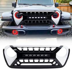 AMERICAN MODIFIED - AMERICAN MODIFIED AMJPCA00127 Armor Grille w/LED Off-Road Lights Black & White - Image 1
