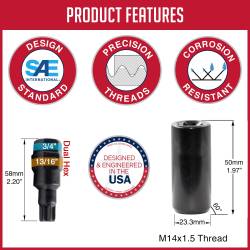 Coyote Premium Wheel Accessories - Coyote 78K548XLBLK Car XL 8-Sided Tuner Lug Pack Black M14x1.5 20-Lugs - Image 2