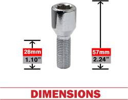 Coyote Premium Wheel Accessories - Coyote 85K548-28 Acorn Seat Tuner Bolt Lug Pack M14x1.5 x 28mm 20-Lugs - Image 2