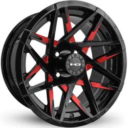 HD Wheels - HD Wheels CY147042-14ML3-R Canyon 14x7 4x4.0 -14mm Satin Black/Red Milled - Image 1