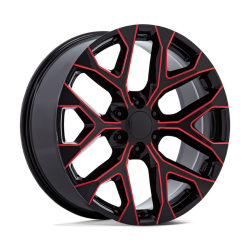 Performance Replicas - Performance Replicas PR177 22x9 6x5.5 24mm Black/Milled Red PR177BQ22906124 - Image 1