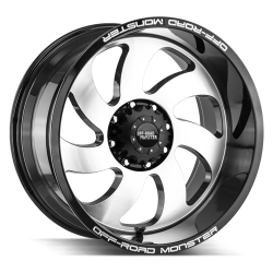 Off Road Monster - Off Road Monster M07 22x12 BLANK -44mm Gloss Black/Machined M07212000N44GBM - Image 1