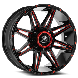XF Off-Road - XF Off-Road Wheel XF-220179051271397+0GBRM XF-220 17x9 5x5.0 5x5.5 0mm Black/Red - Image 1